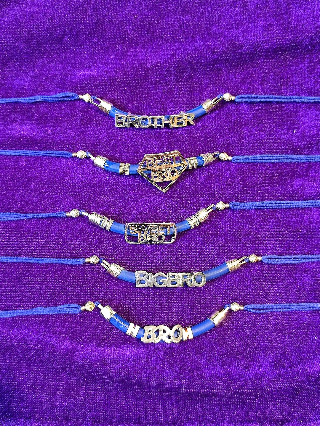 

CRAYTON Men Blue-Colored Big Sweet Bro Best Bro Rakhi Set of 5