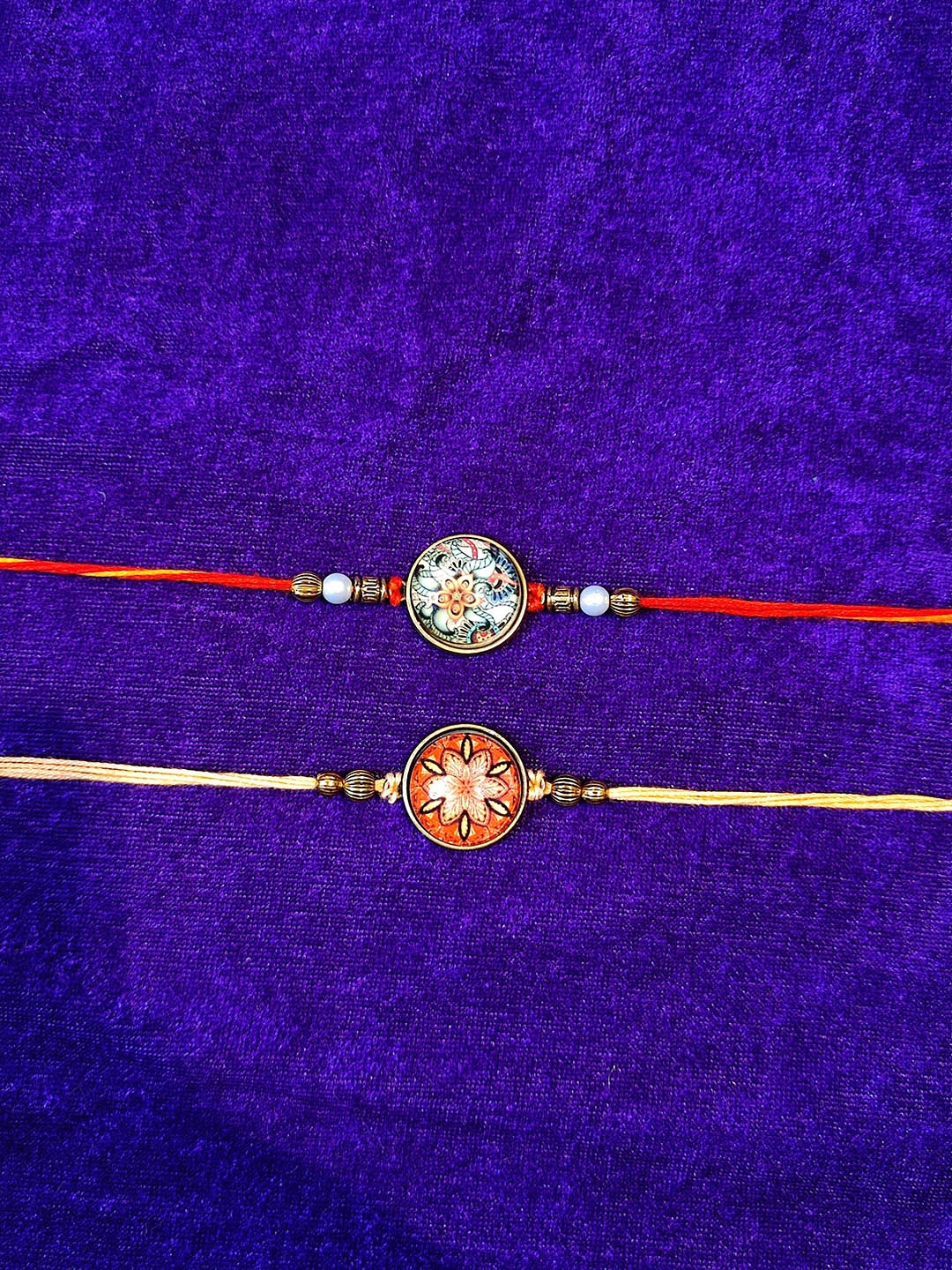 

CRAYTON Set of 2 Flower 3D Beaded Rakhi, Red