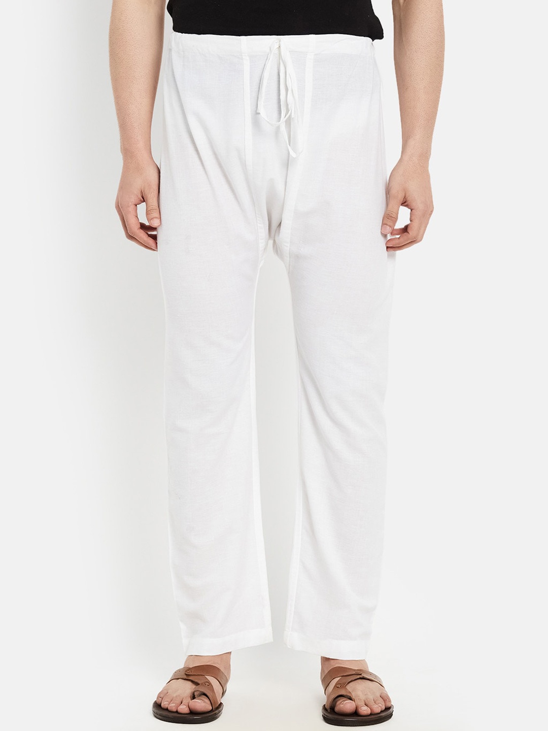 

Fabindia Men White Solid Cotton Pyjamas