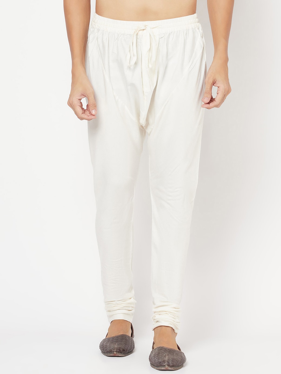 

Fabindia Men Off White Solid Full Length Churidar