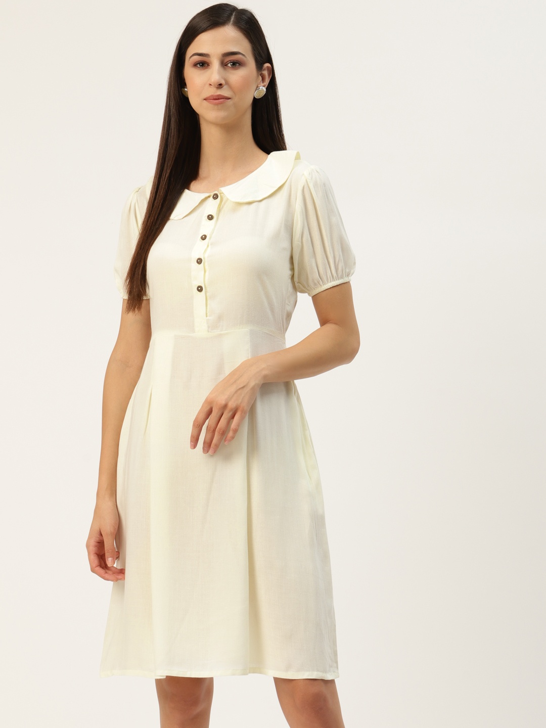 

BRINNS Cream-Coloured Peter Pan Collar A-Line Dress