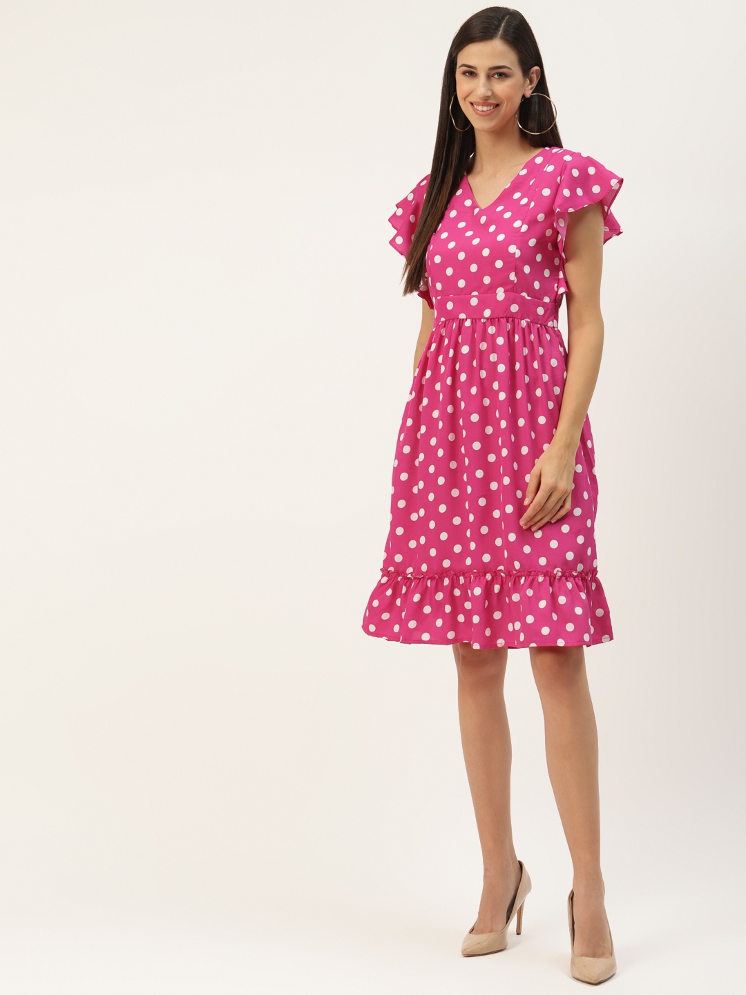 

BRINNS Pink & White Printed A-Line Dress