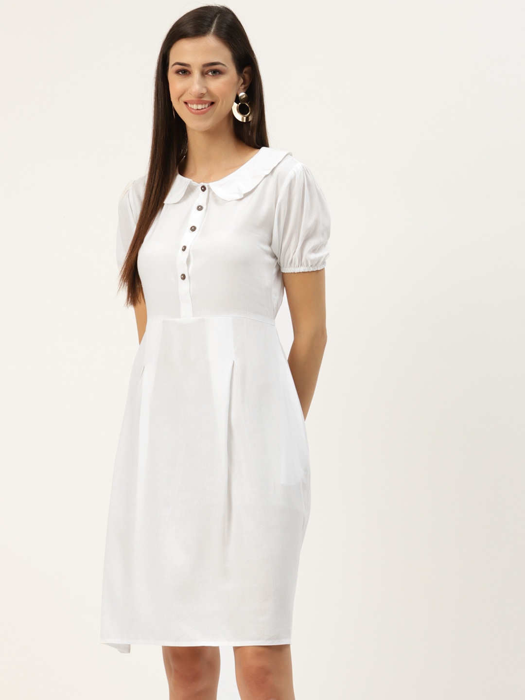 

BRINNS White Peter Pan Collar A-Line Dress