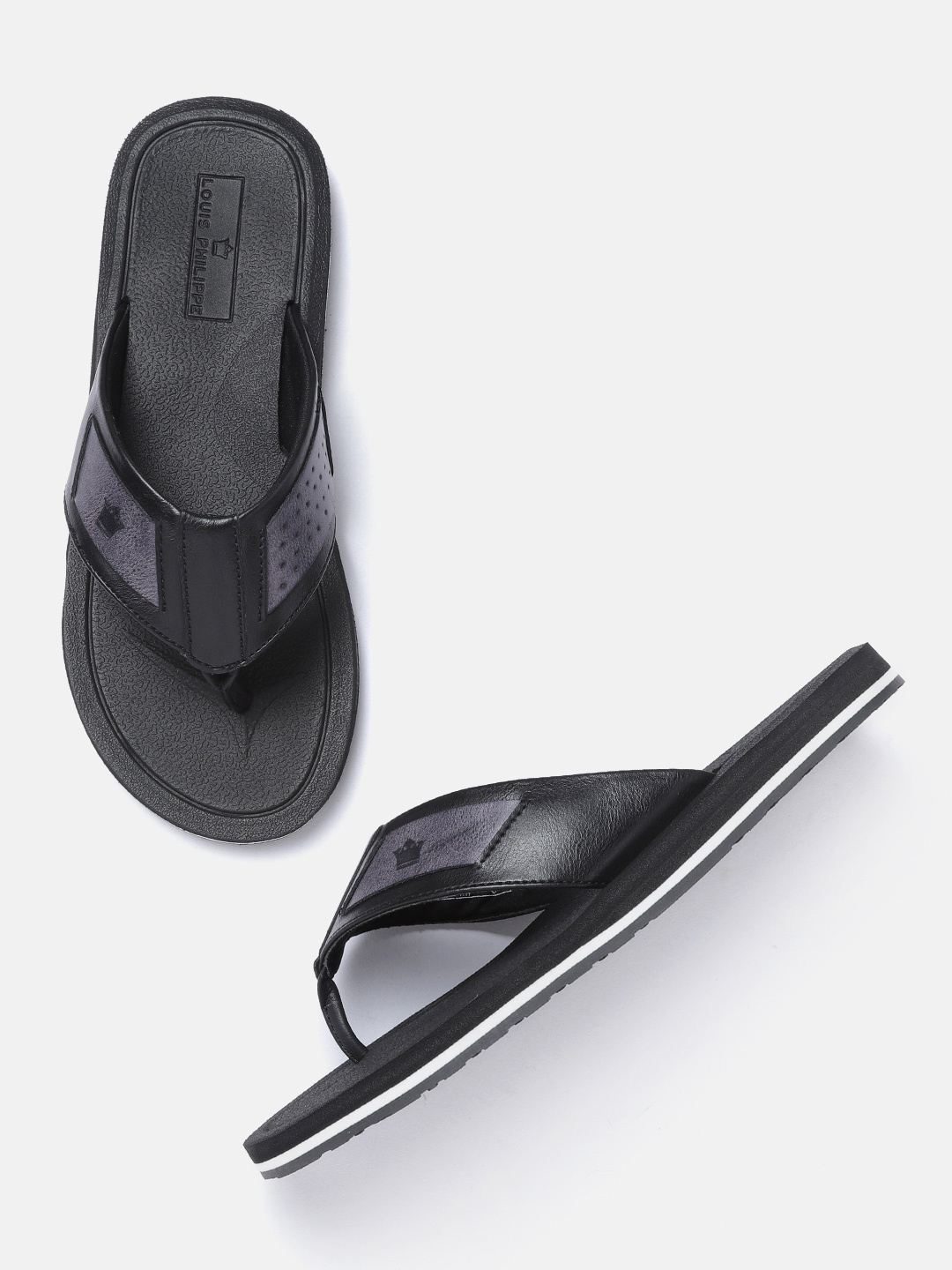 

Louis Philippe Men Black Logo Detail Thong Flip-Flops
