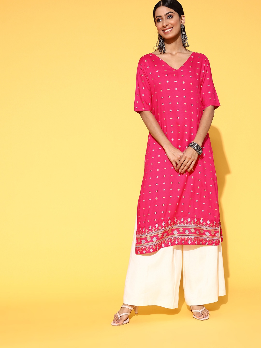 

Anouk Women Pink Ethnic Motifs Printed Kurta