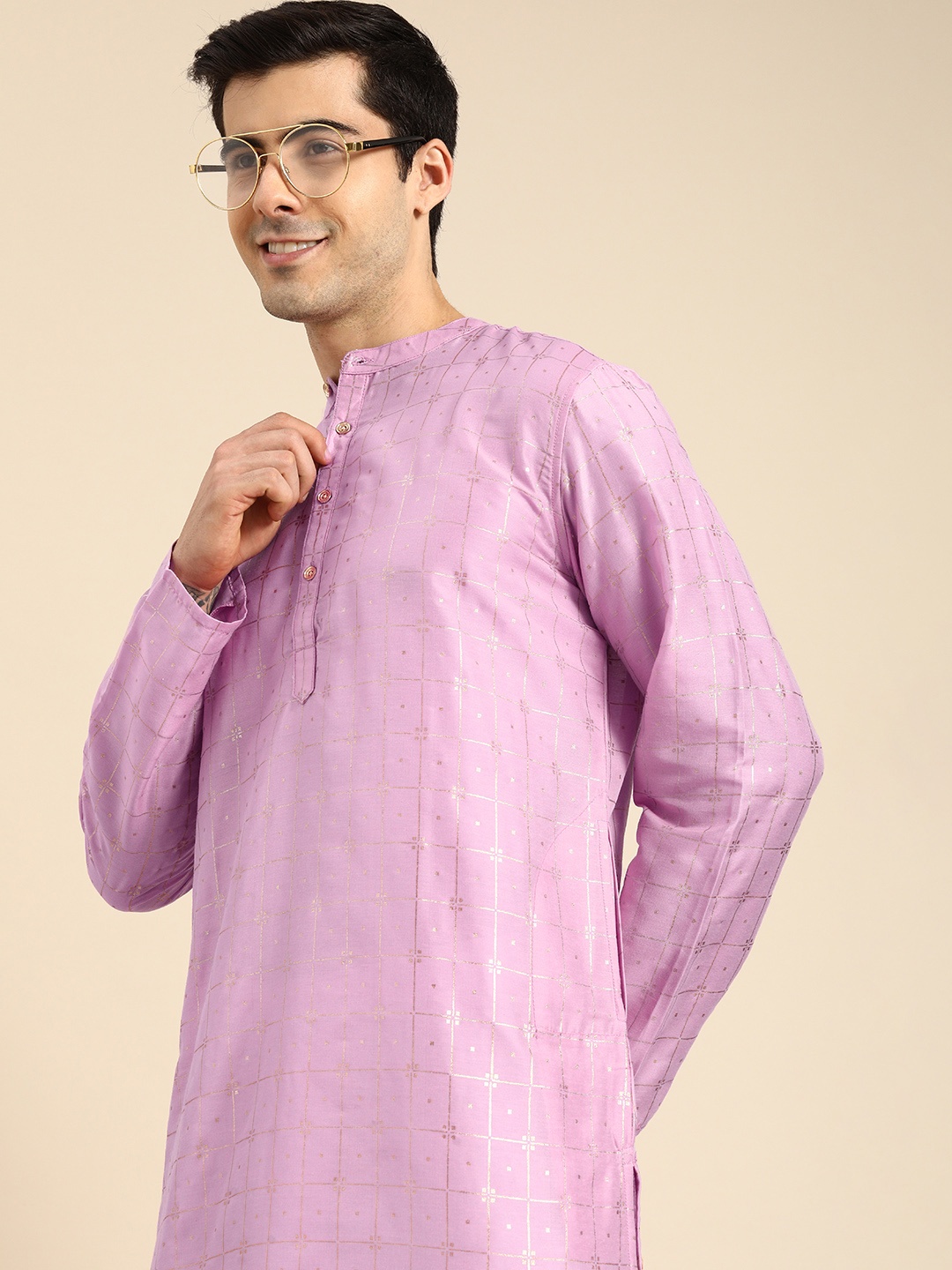 

Anouk Men Lavender Ethnic Motifs Printed Kurta