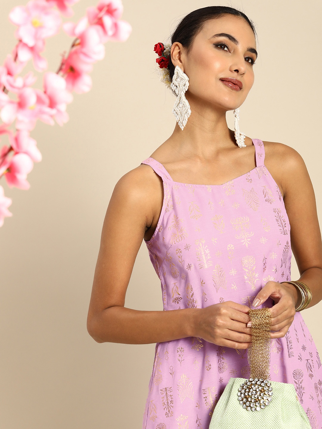 

Anouk Women Ethnic Motifs Printed Kurta, Lavender