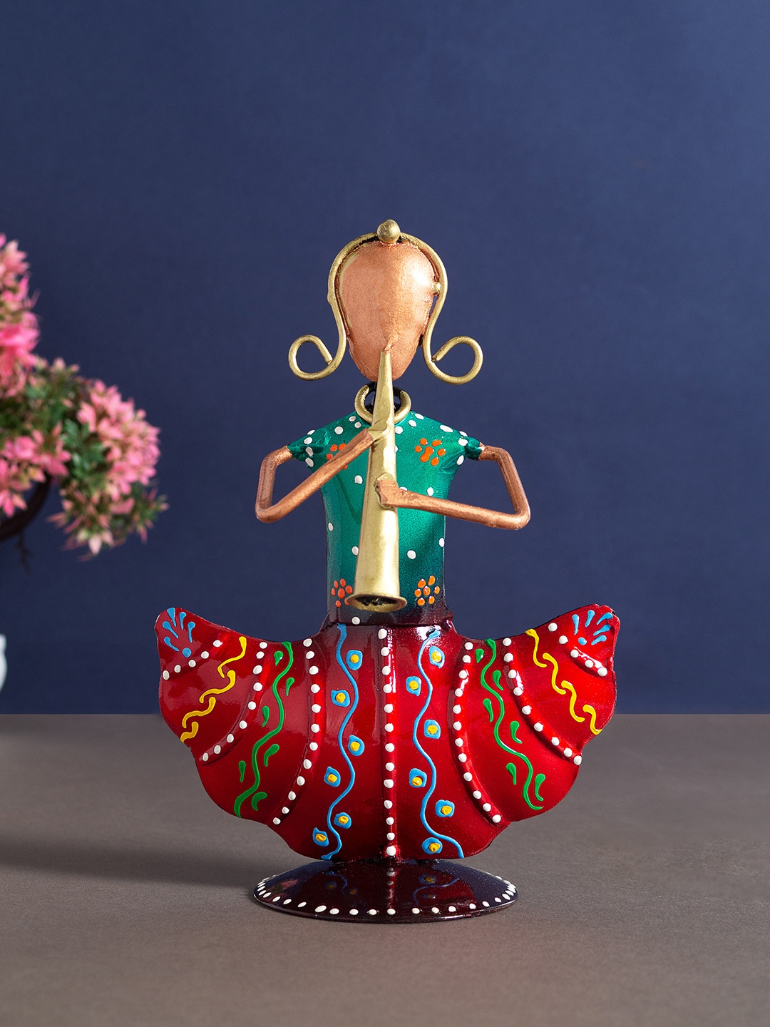 

Golden Peacock Red Green & Gold-Toned Textured Handcrafted Showpieces