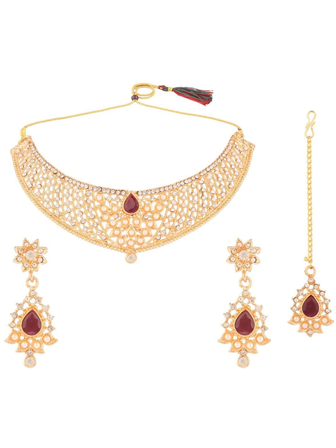 

Efulgenz Women Gold Plated Antique Jewellery Set, Maroon