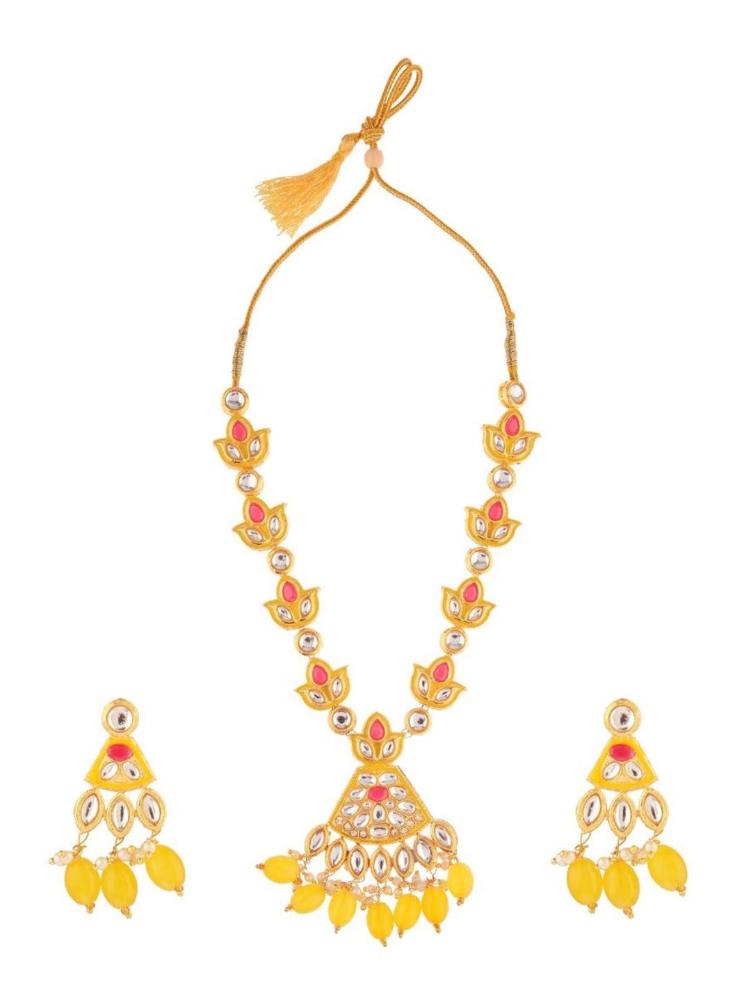 

Efulgenz Gold-Plated Yellow Crystals-Studded Jewellery Set