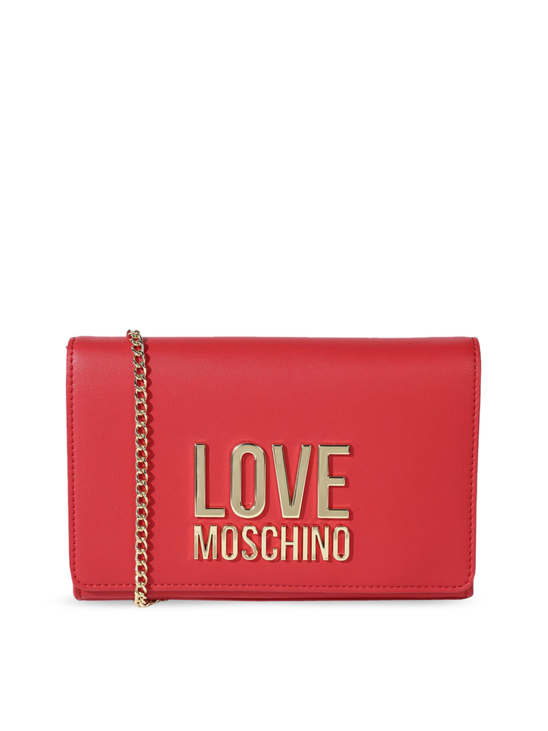 

LOVE MOSCHINO Red Textured Leather Swagger Sling Bag