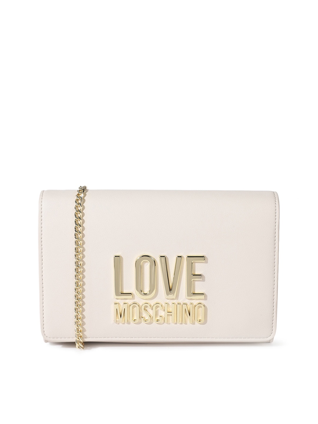 

LOVE MOSCHINO Grey Leather Structured Sling Bag