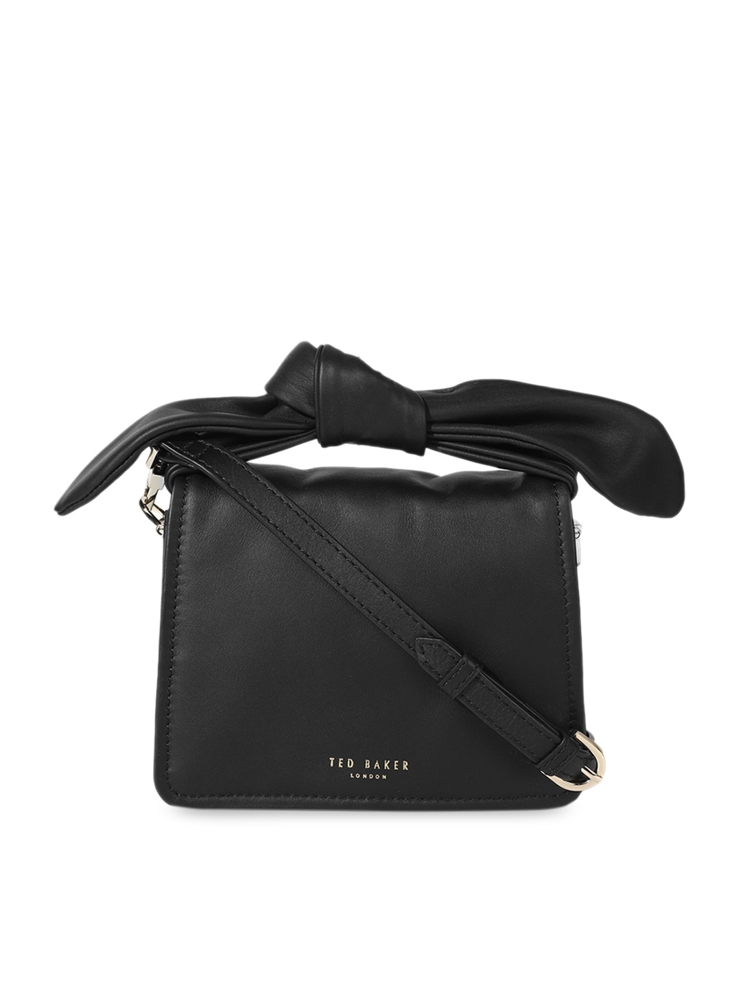 

Ted Baker Women Black Leather Structured Sling Bag with Bow Detail