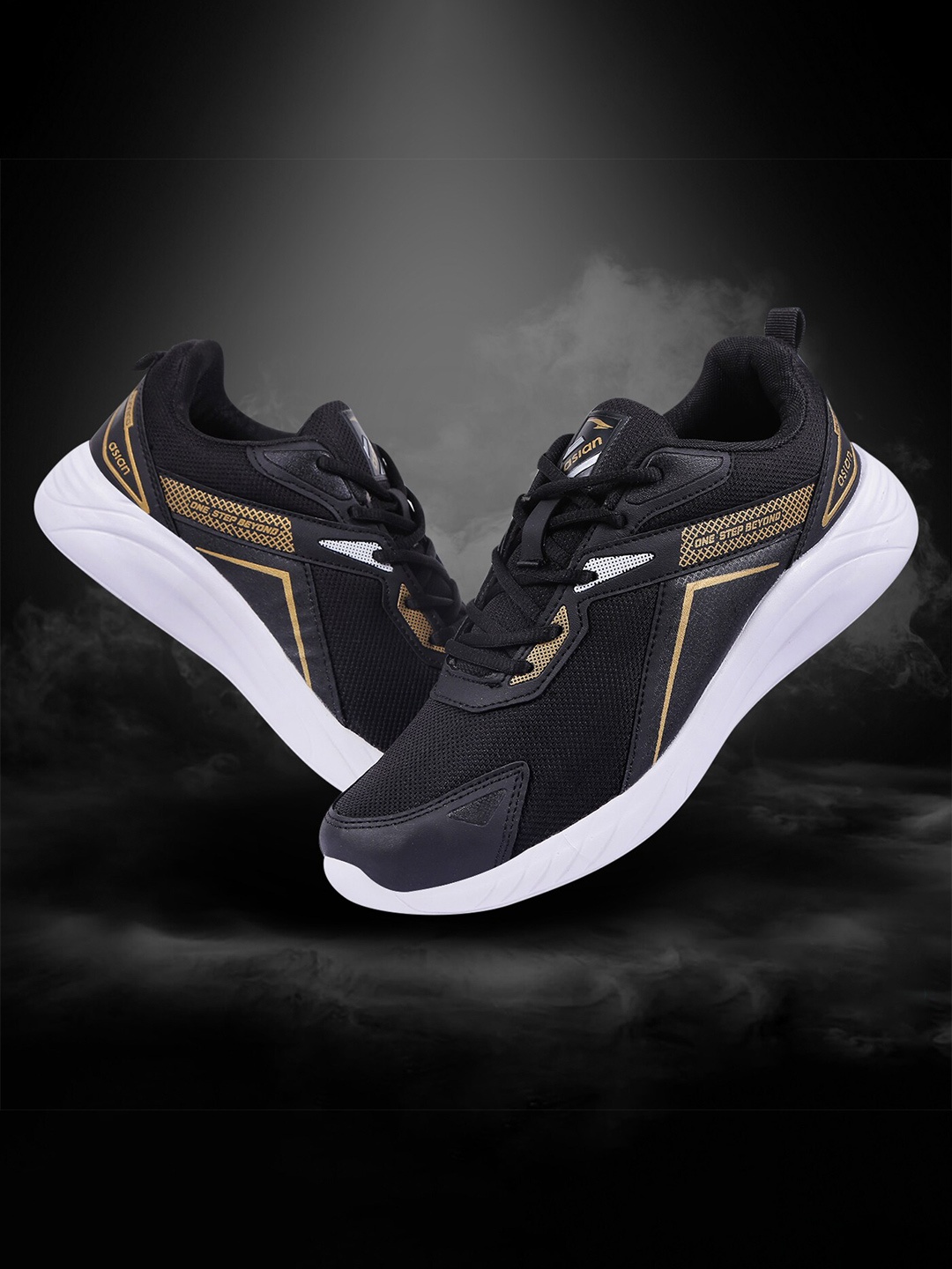

ASIAN Men Black Mesh Running Non-Marking Shoes