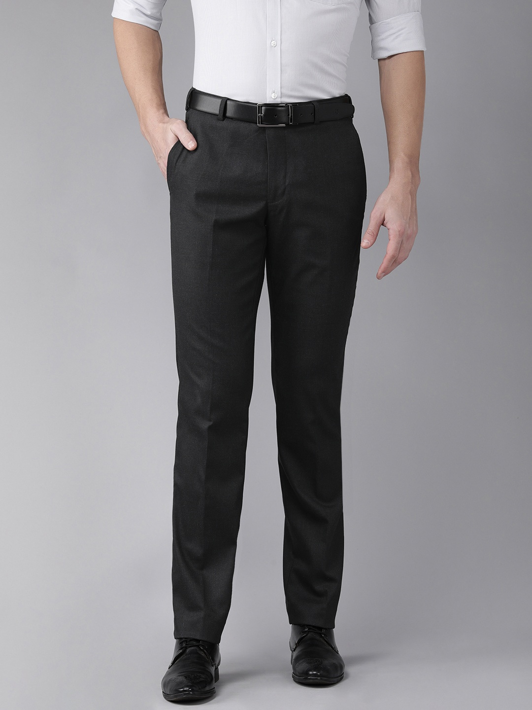 

Park Avenue Men Black Solid Smart Fit Formal Trousers
