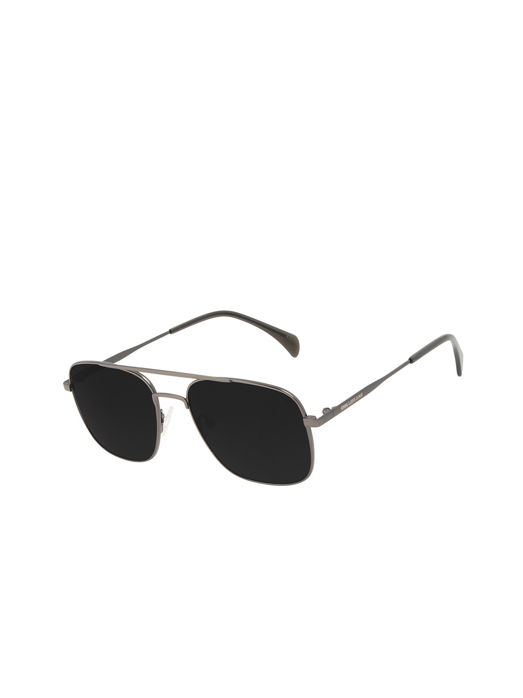 

Chilli Beans Men Black Lens & Gunmetal-Toned Rectangle Sunglasses with UV Protected Lens