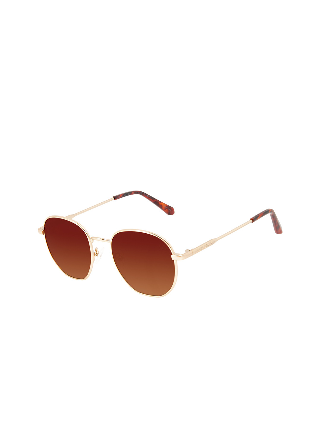 

Chilli Beans Unisex Bronze Lens & Gold-Toned Round Sunglasses with UV Protected Lens