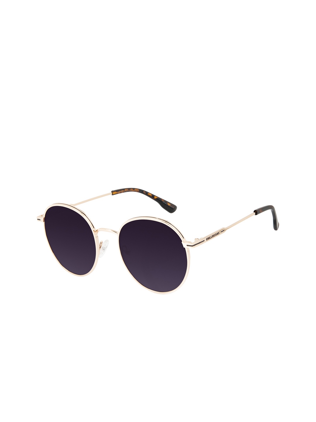 

Chilli Beans Women Black Lens & Gold-Toned Round Sunglasses with UV Protected Lens