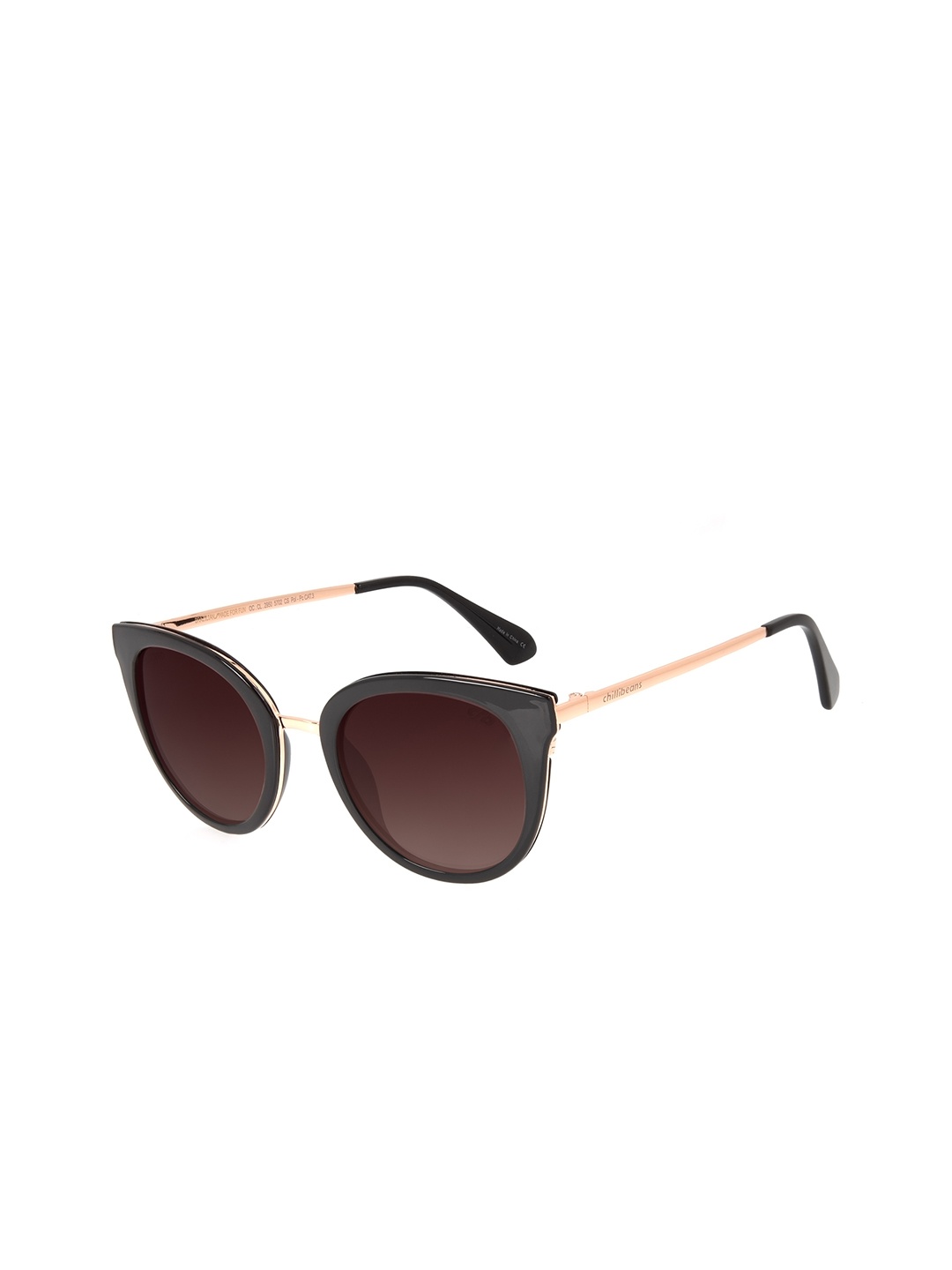 

Chilli Beans Women Bronze Lens & Black Round Sunglasses with UV Protected Lens