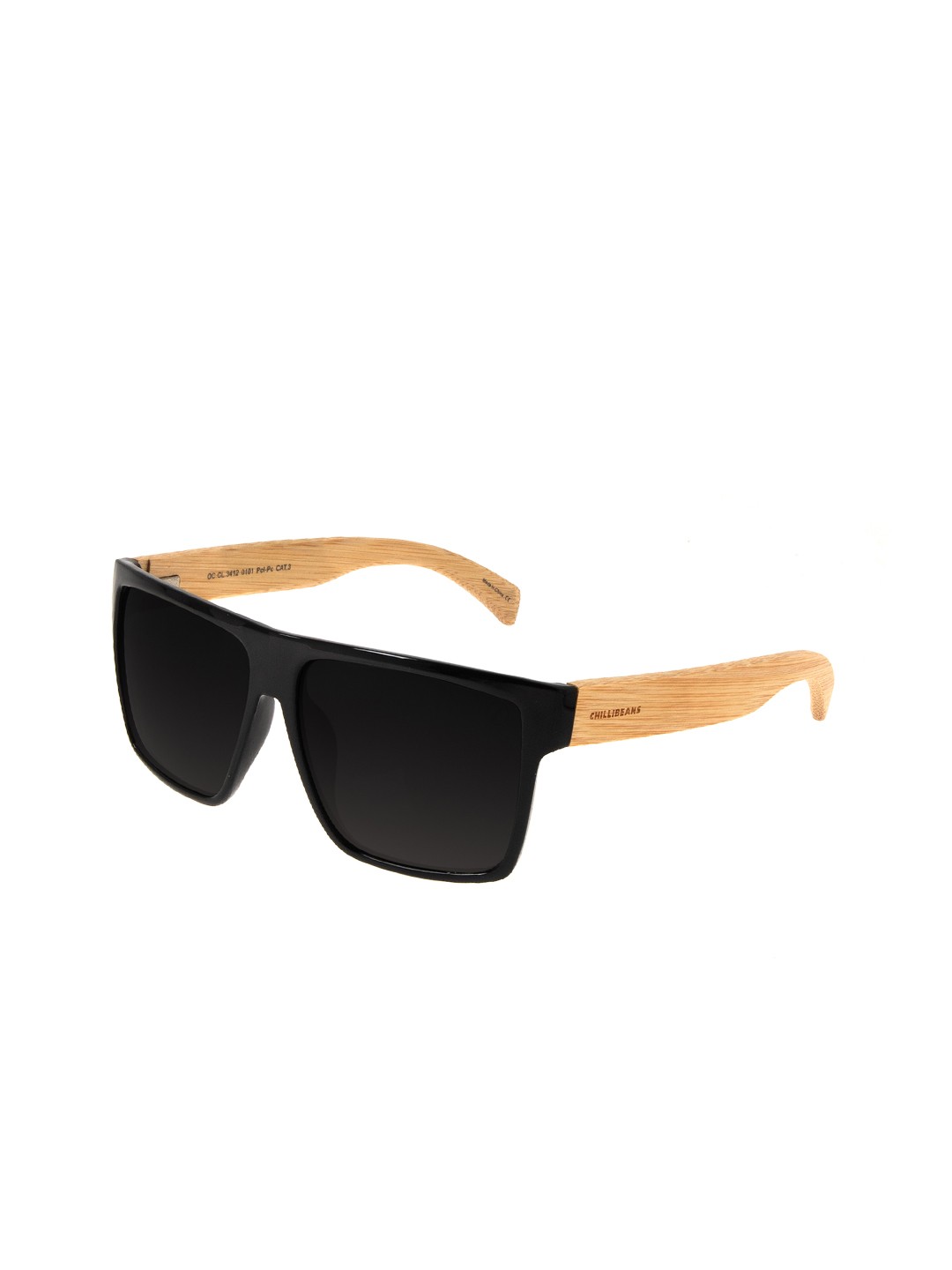 

Chilli Beans Men Black Lens & Black Square Sunglasses with UV Protected Lens