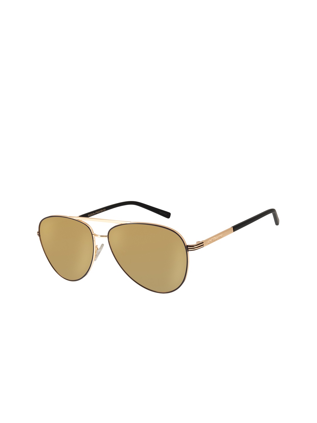 

Chilli Beans Unisex Brown Lens & Gold-Toned Aviator Sunglasses with UV Protected Lens, Tan