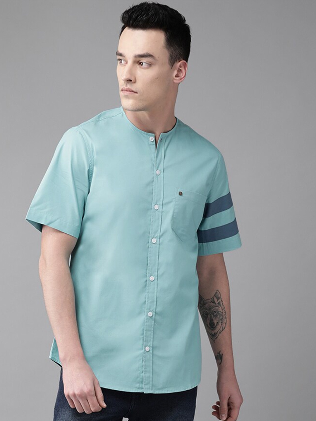 

Hubberholme Men Blue Standard Casual Shirt