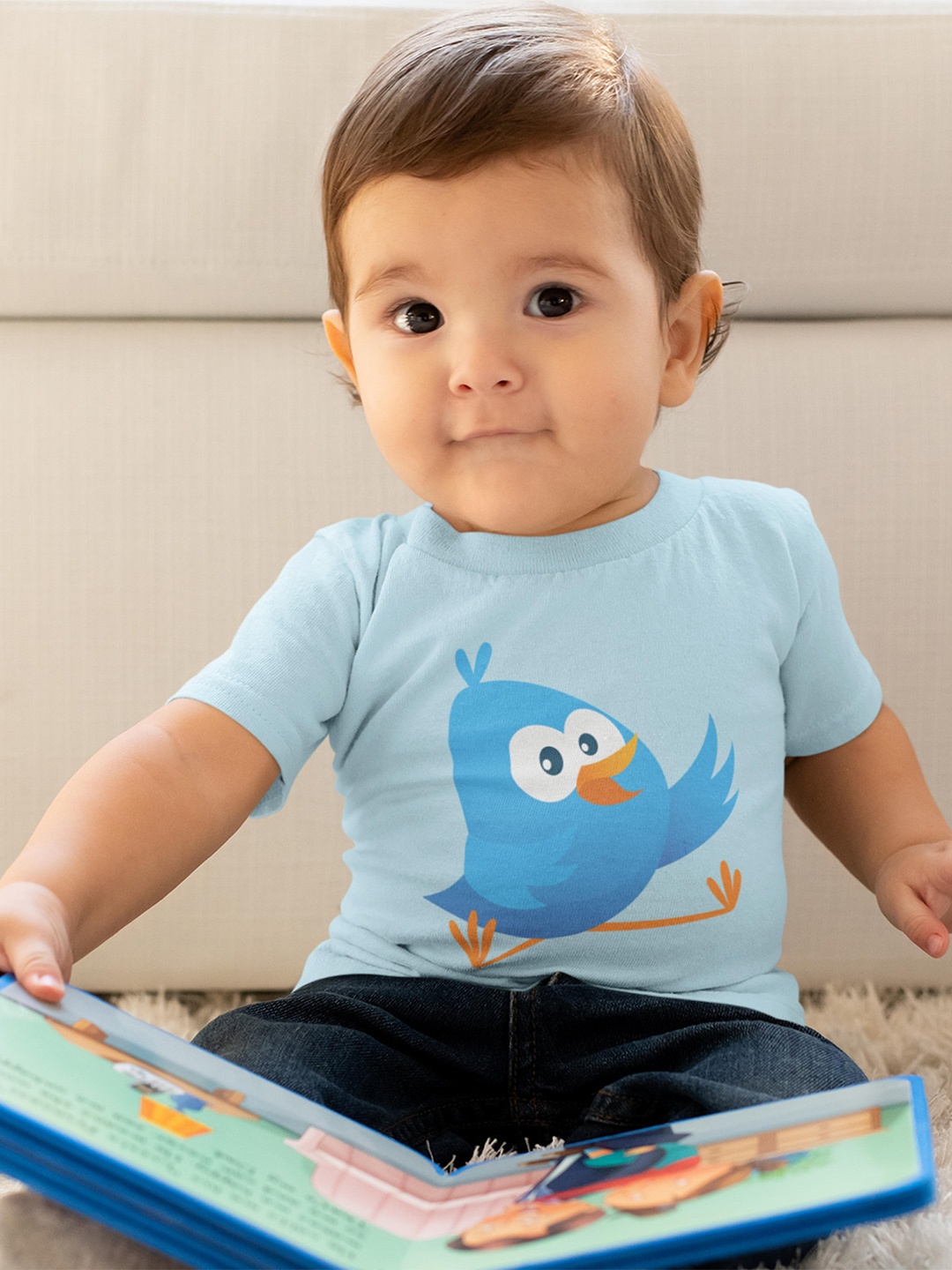 

MA Baby Kids Turquoise Blue Printed Pure Cotton Bio Finish T-shirt