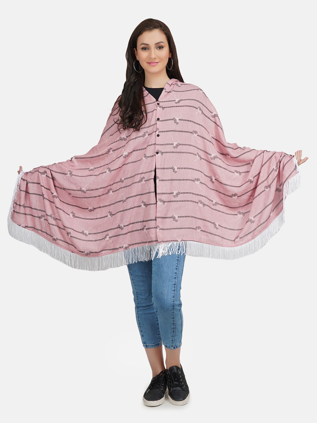 

KOI SLEEPWEAR Women Peach-Coloured & Black Striped Nursing Scarf