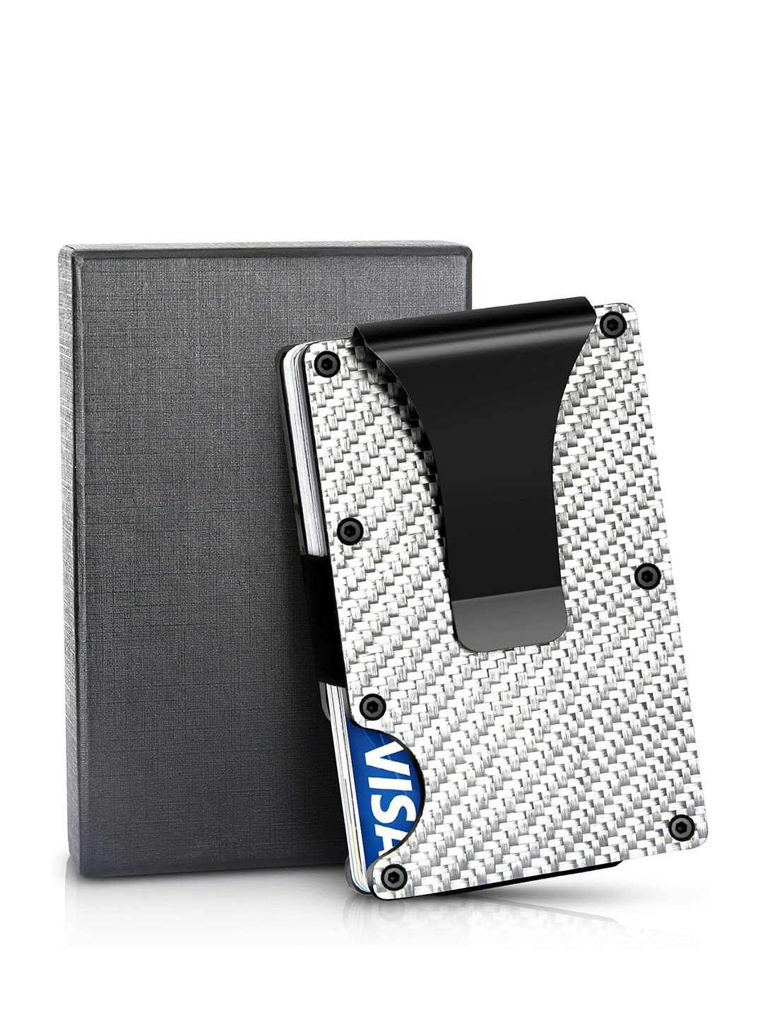 

VOGARD Men White & Black Carbon Fiber Minimalist Card Holder Wallet