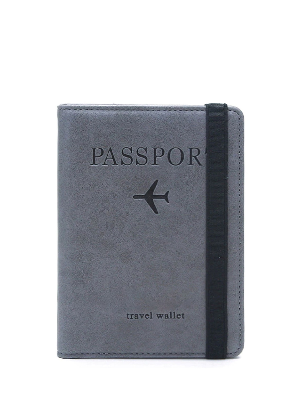 

VOGARD Unisex Grey & Black PU Passport Holder with Passport Holder