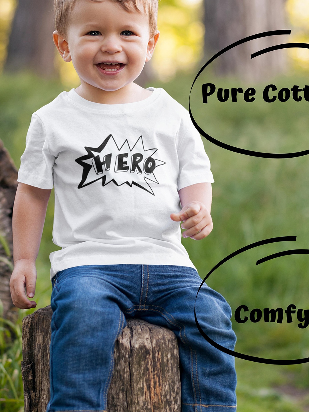 

MA Baby Boys White Typography Printed Pure Cotton Bio Finish T-shirt