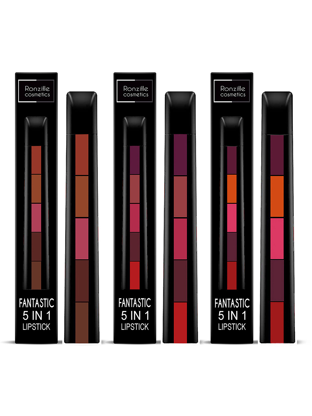 

Ronzille Set of 3 5 in 1 Lipstick 30 gm A B C, Multi