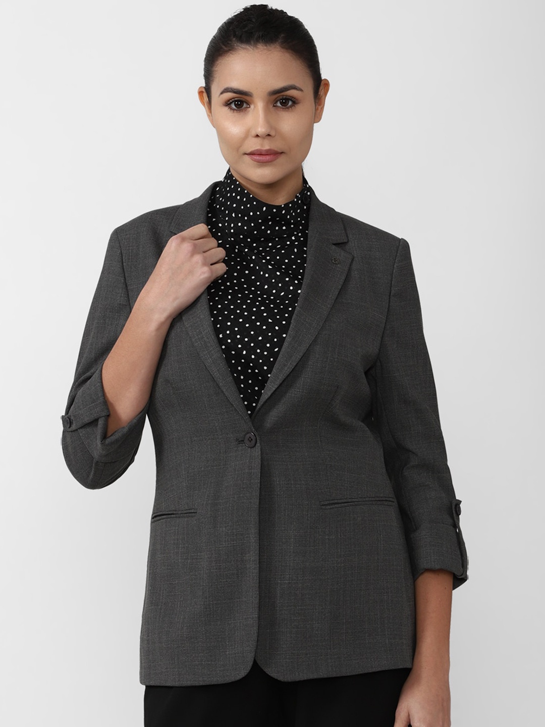 

Van Heusen Woman Women Grey Single-Breasted Formal Blazer