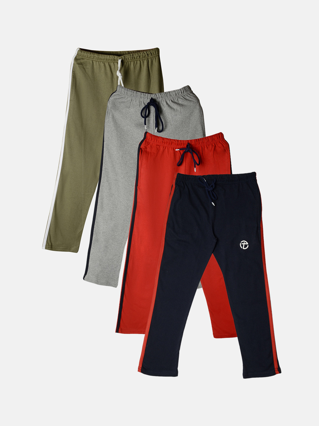 

TINY HUG Boys Pack Of 4 Solid Cotton Lounge Pants, Grey melange