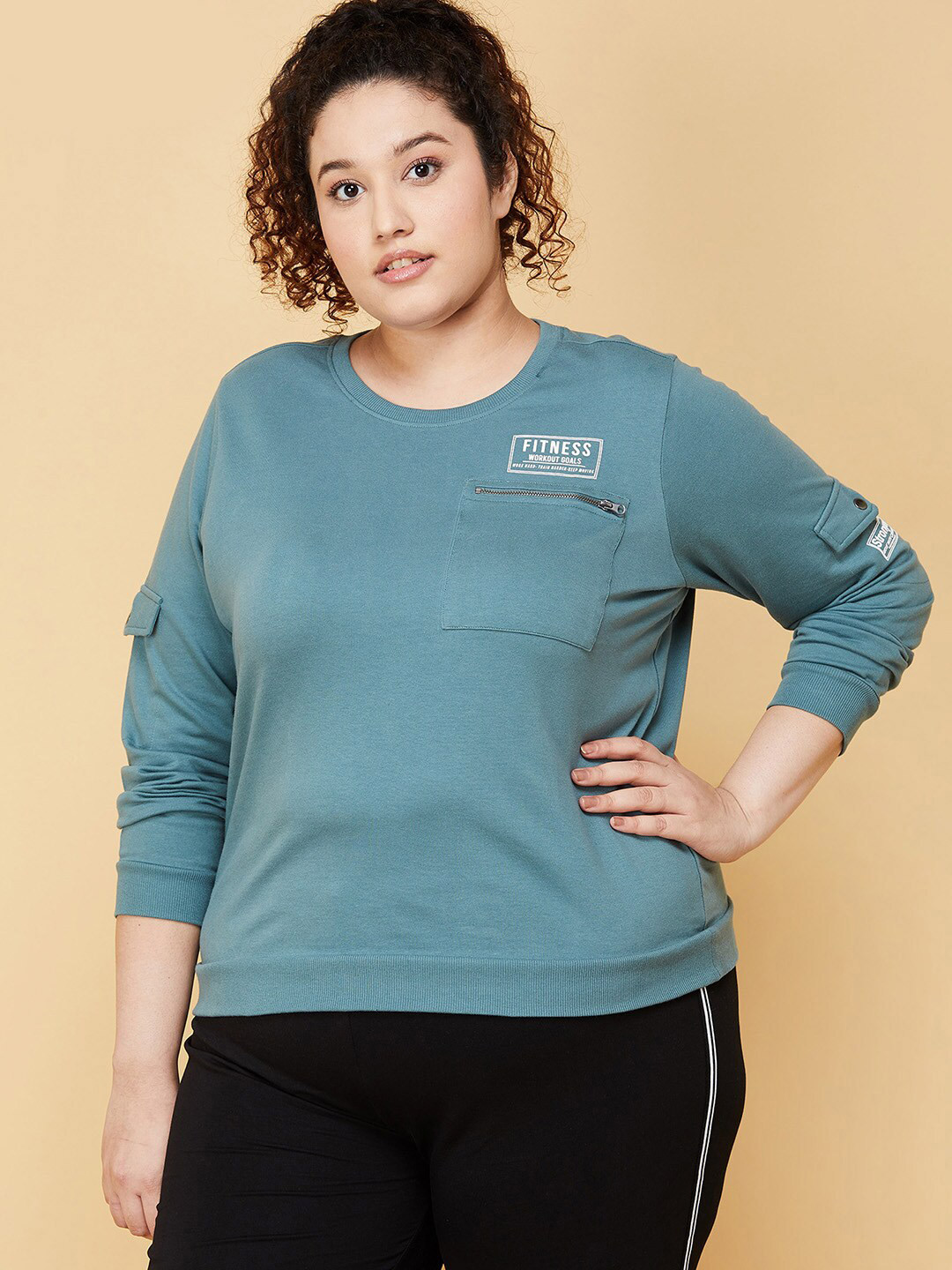 

max Women Plus Size Green Sweatshirt