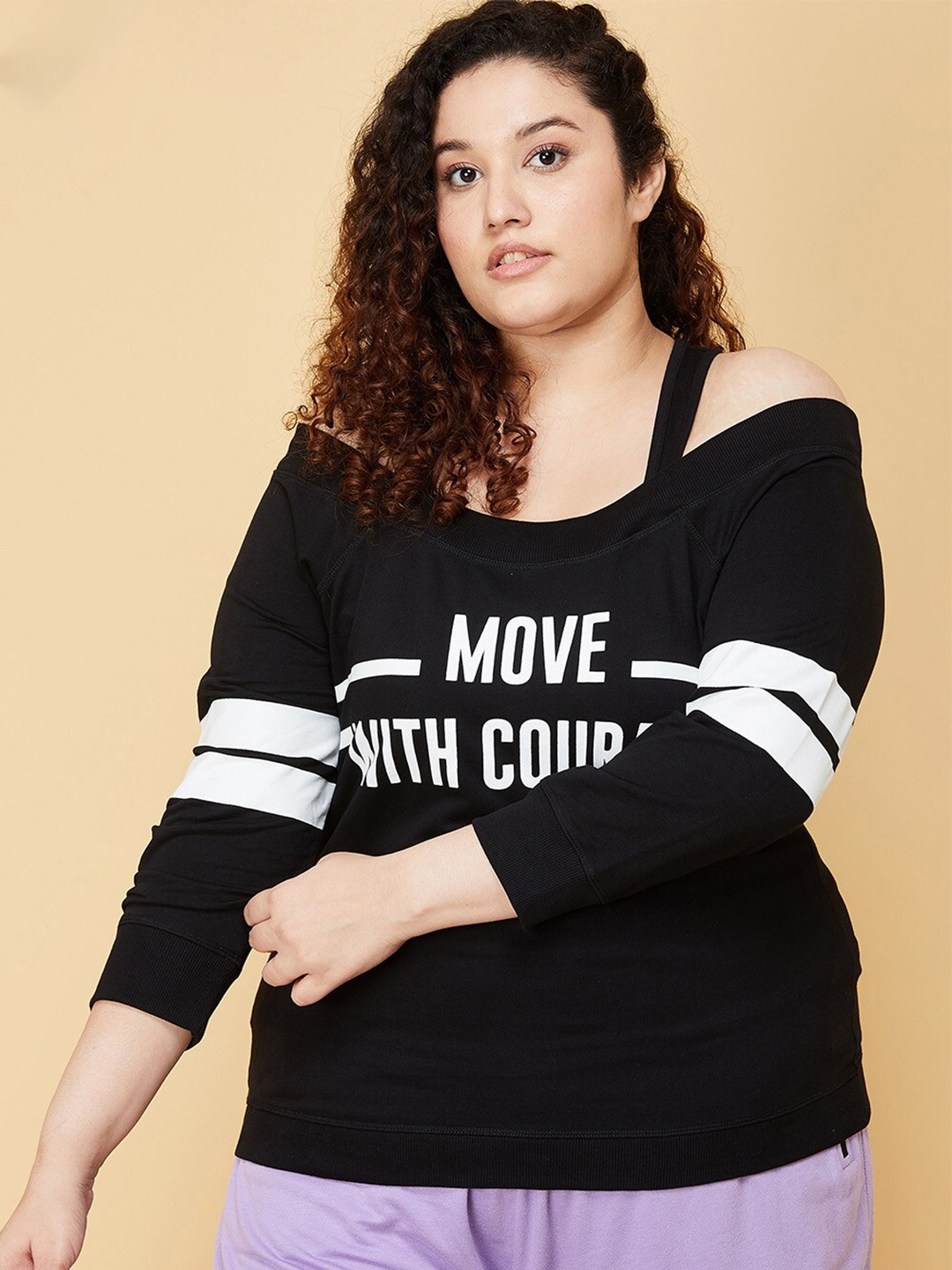 

max Plus Size Women Black Printed Sweatshirt