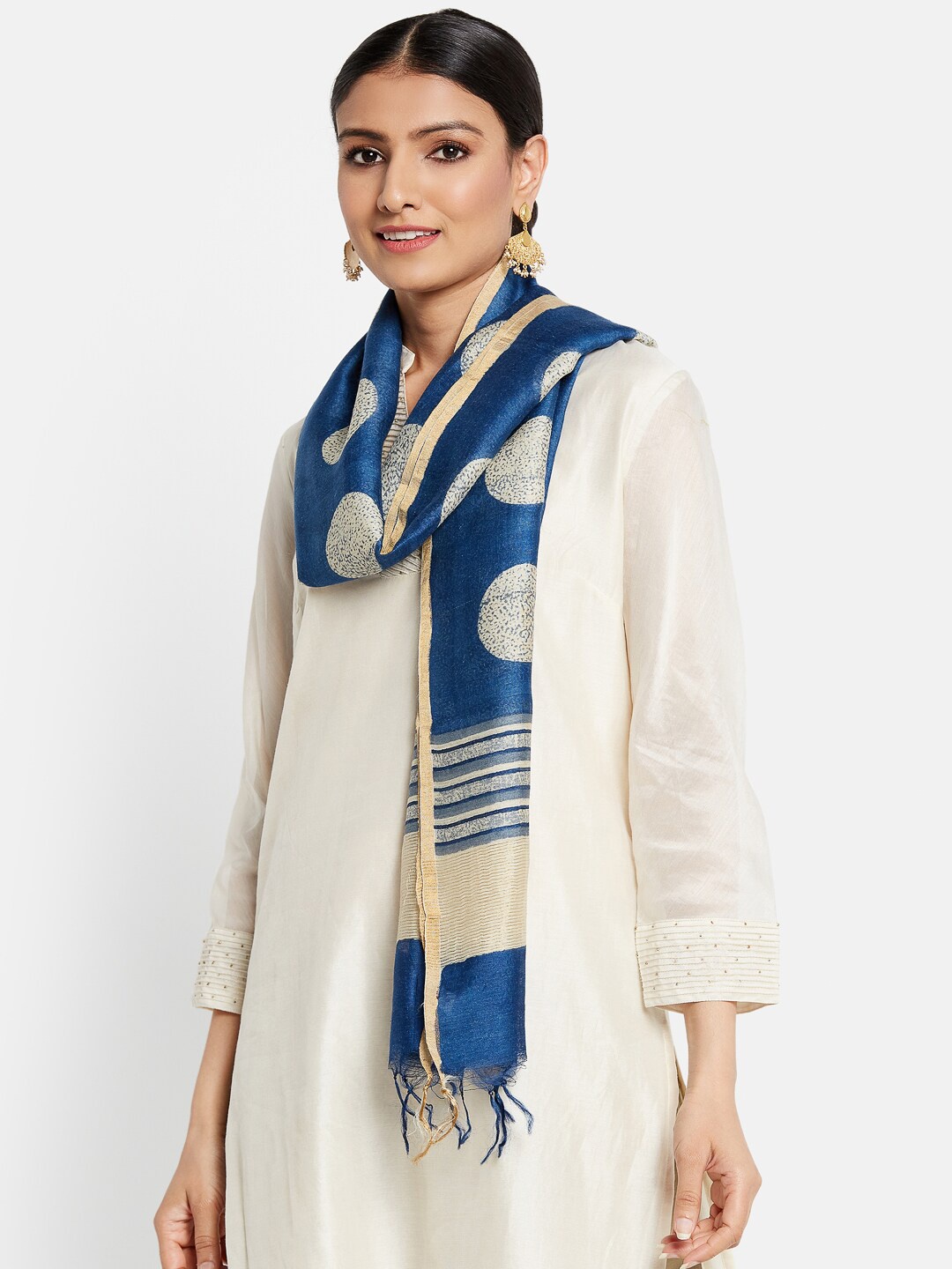 

Fabindia Women Blue & Beige Printed Stole