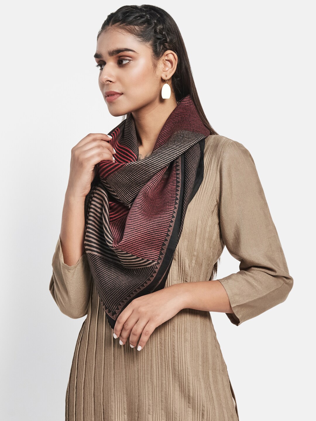 

Fabindia Women Black & Red Striped Stole