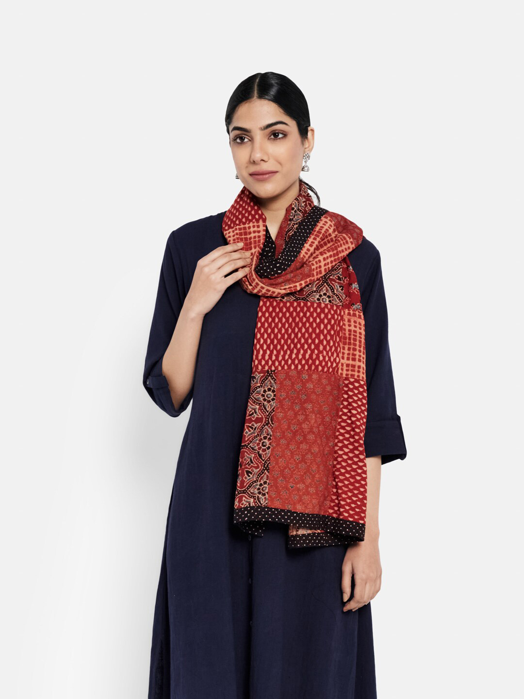 

Fabindia Women Red & Black Printed Stole