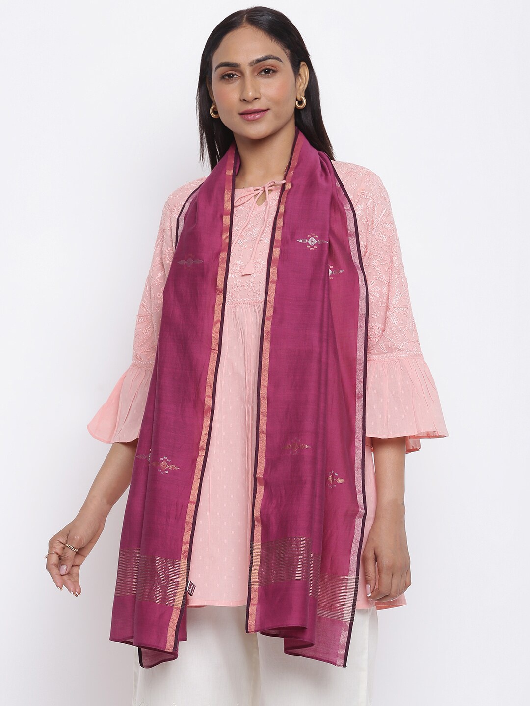 

Fabindia FabBasic Women Pink Woven Design Stole