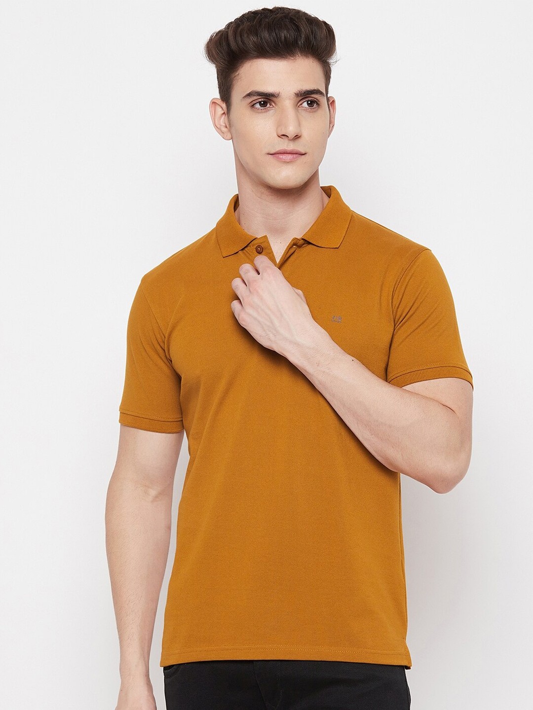 

Okane Men Tan Polo Collar T-shirt