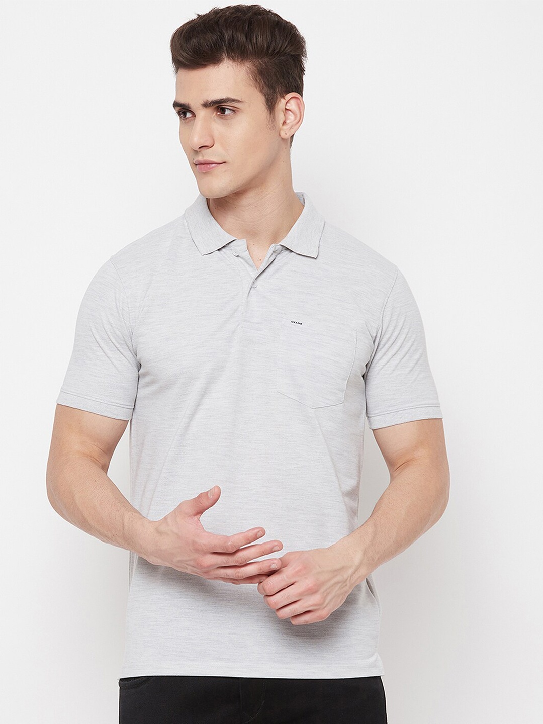 

Okane Men Off White Polo Collar T-shirt