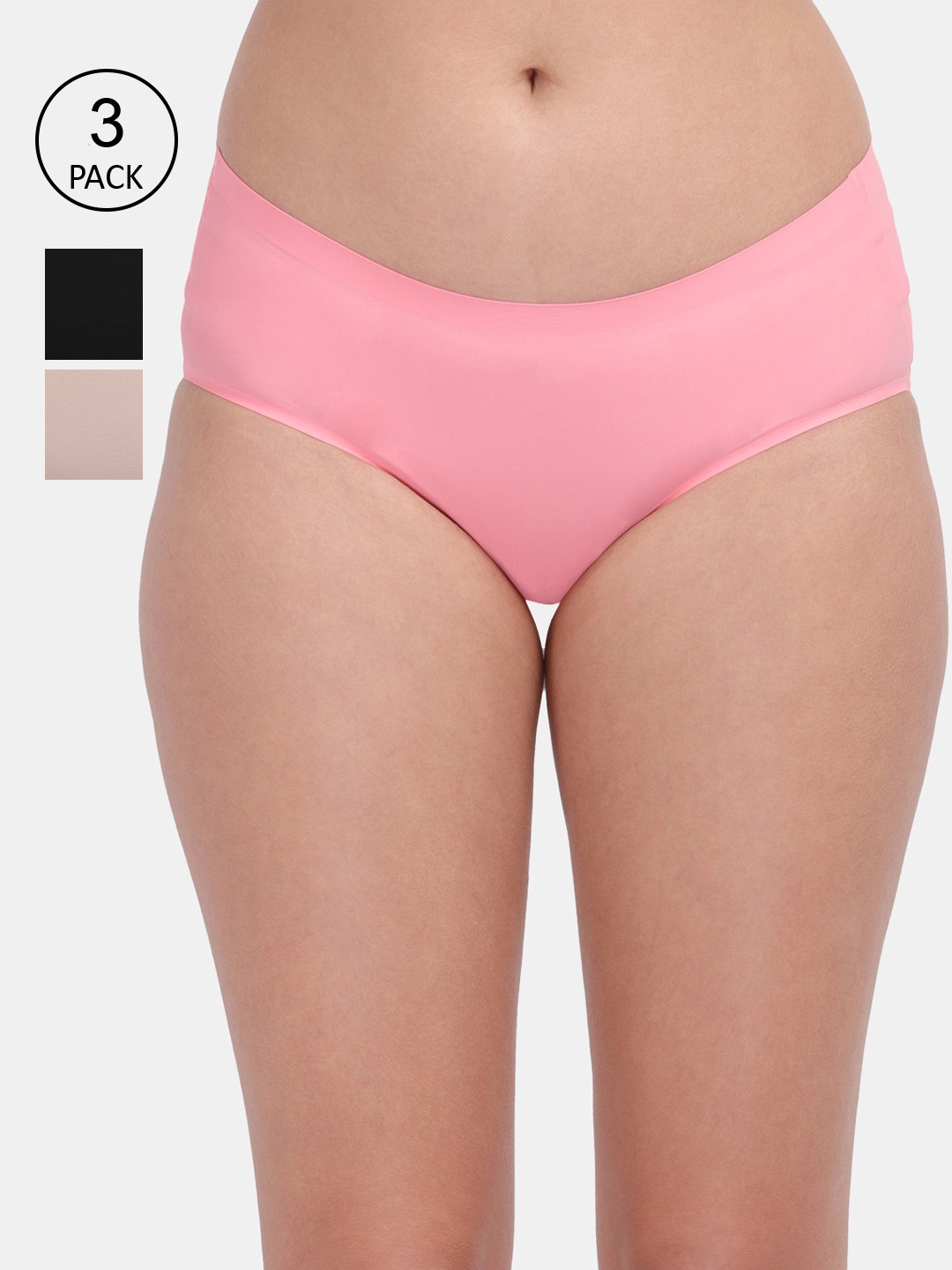 Amour Secret Women's Pack Of 3 Assorted Solid Hipster Briefs