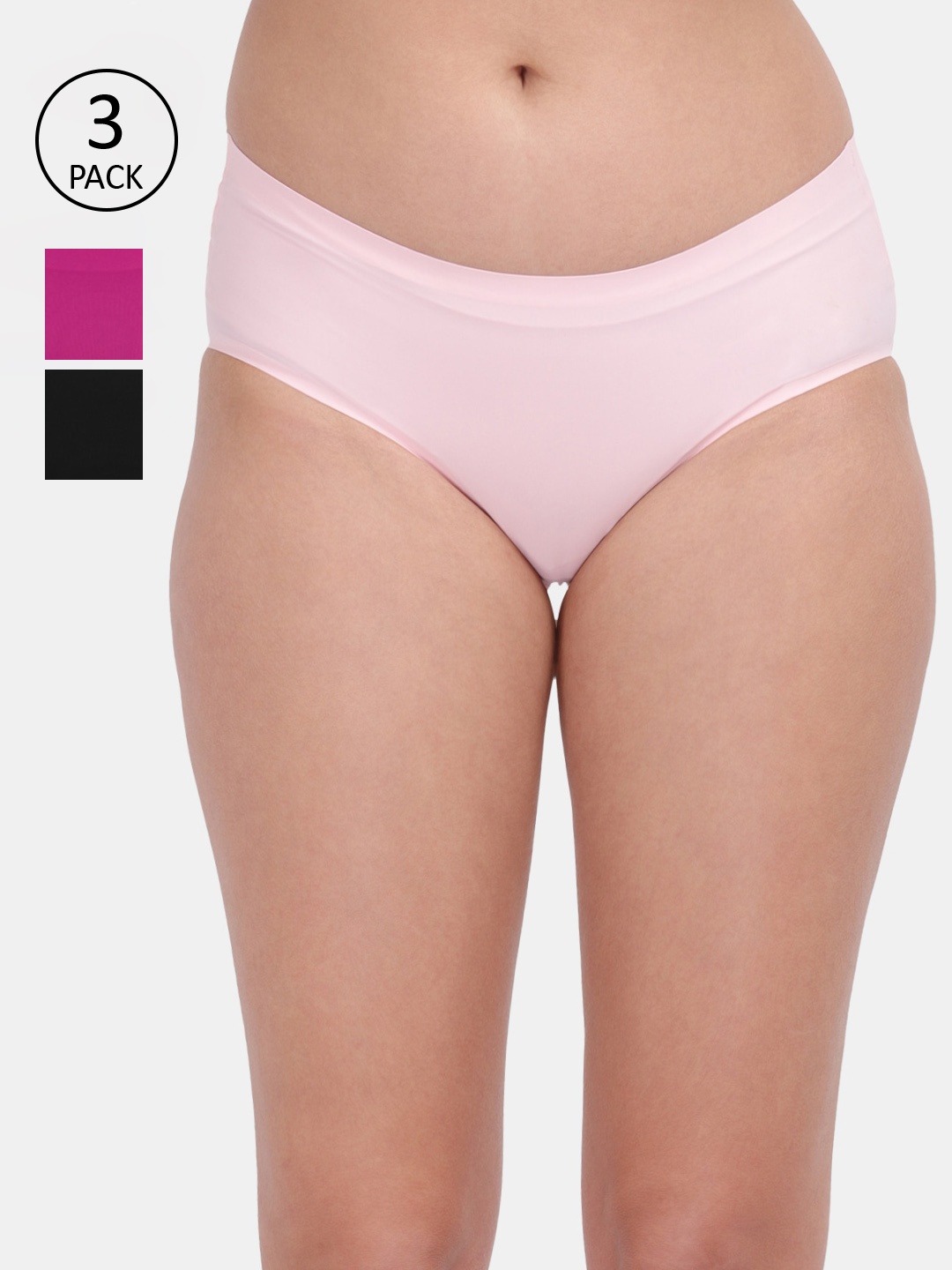 

Amour Secret Women Pack Of 3 Solid Mid-Rise Hipster Briefs, Black