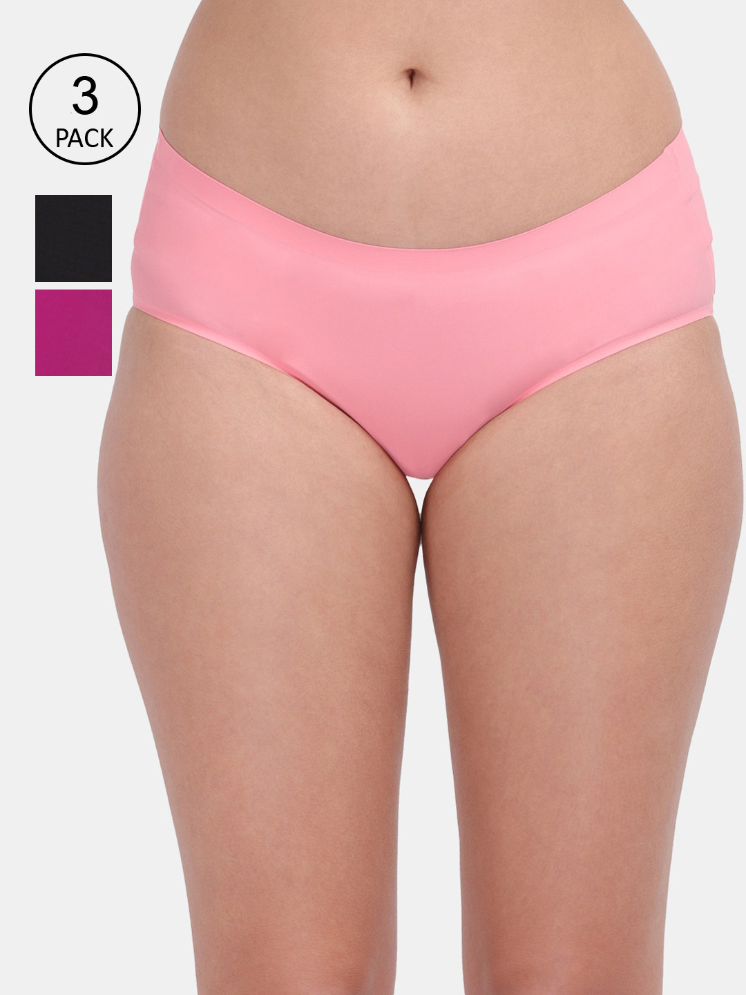 

Amour Secret Pack Of 3 Solid Hipster Briefs, Black