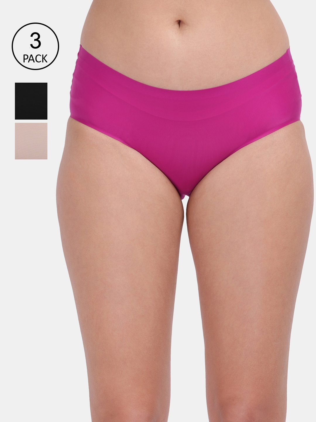 

Amour Secret Women Pack Of 3 Solid Hipster Briefs, Black