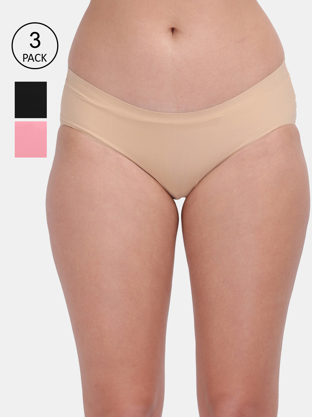 

Amour Secret Women Black & Pink Pack Of 3 Assorted Solid Briefs