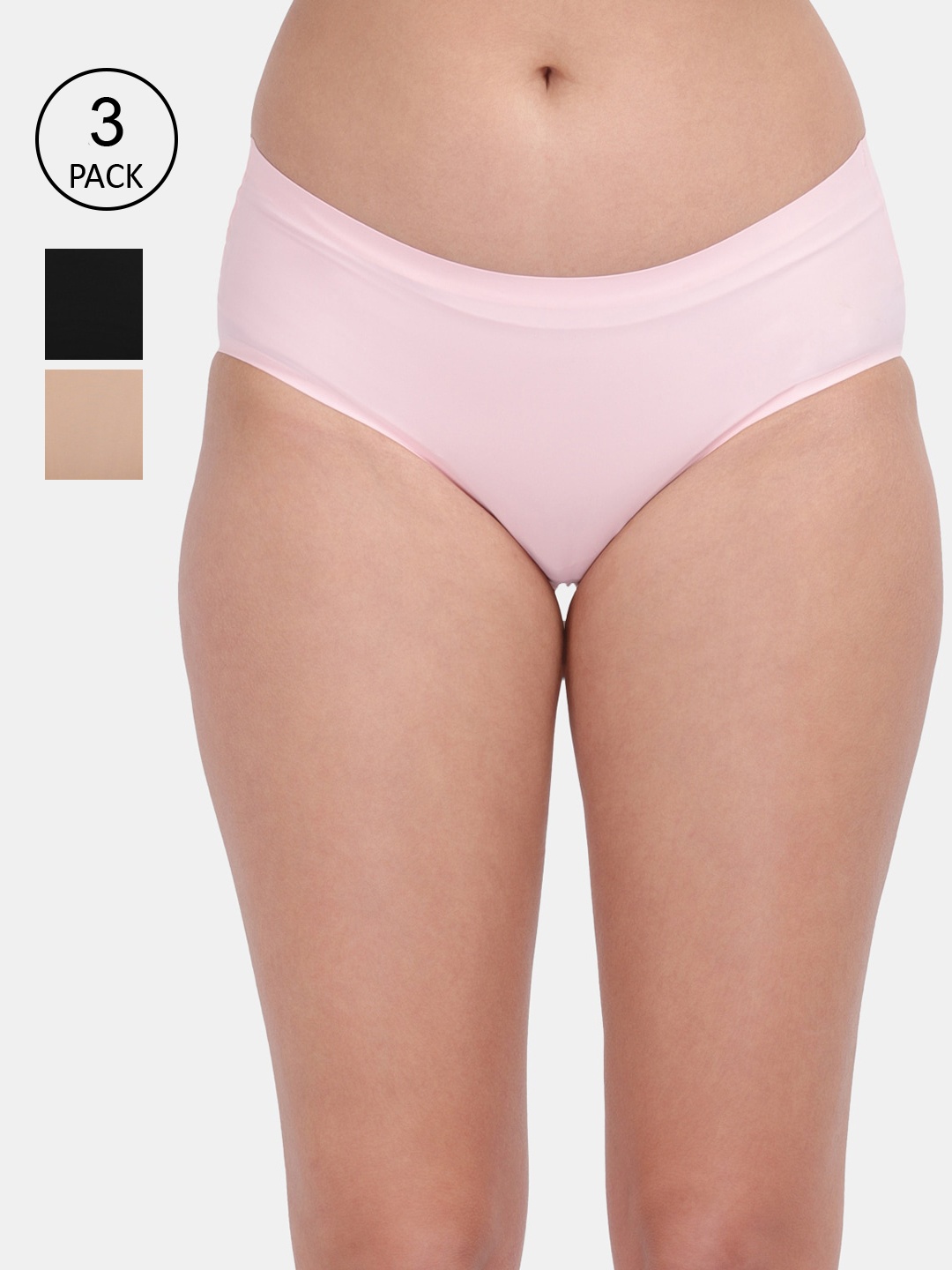 

Amour Secret Pack Of 3 Assorted Mid Rise Anti Bacterial Bonded Hipster Panty P666