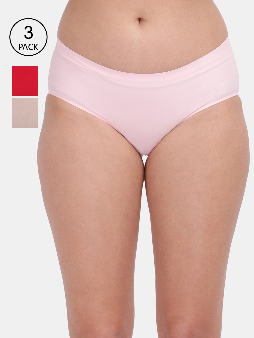 

Amour Secret Women Pack Of 3 pink & Red Solid Hipster Briefs