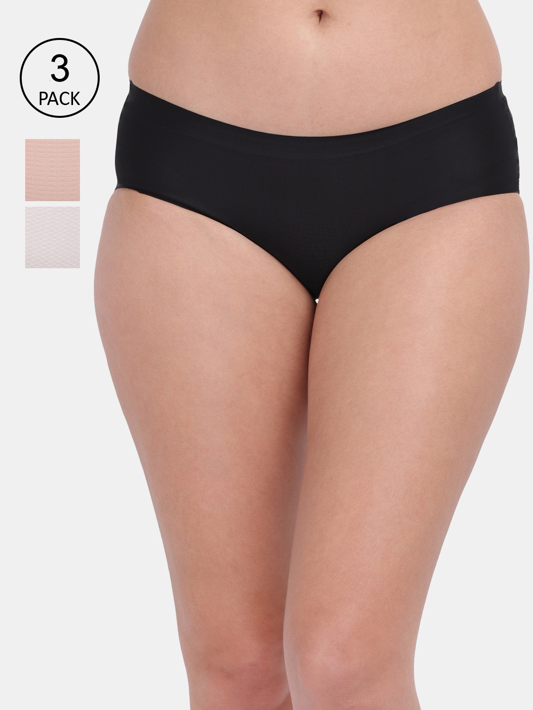 

Amour Secret Women Pack of 3 Mid Rise Anti Bacterial Hipster Briefs, Black